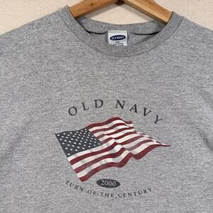 Vintage Tee- Old Navy USA Flag Gray Tee 2000 American Flag Y2K XXL